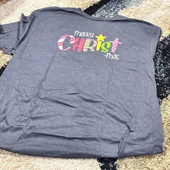 Merry CHRISTmas Colorful text on grey size XL Unisex NWT Eternal Light T-Shirt - Picture 4 of 9